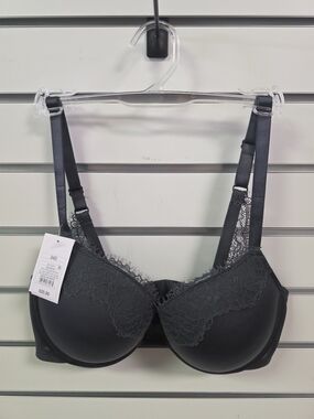Auden Black Lace-Trim T-Shirt Bra
